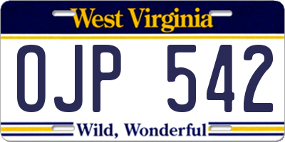 WV license plate OJP542