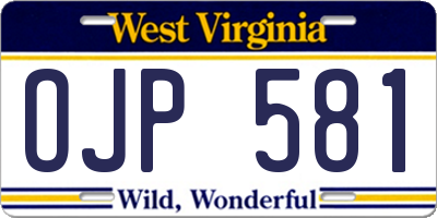 WV license plate OJP581