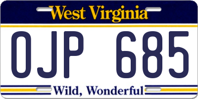 WV license plate OJP685