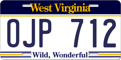 WV license plate OJP712