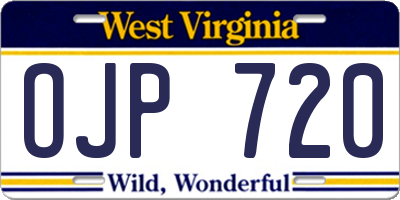 WV license plate OJP720