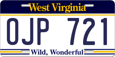 WV license plate OJP721