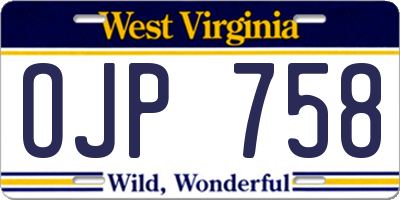 WV license plate OJP758