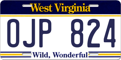 WV license plate OJP824
