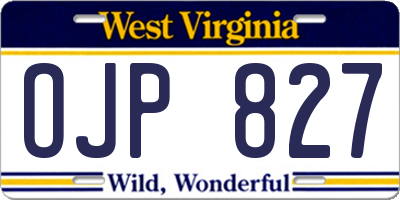 WV license plate OJP827