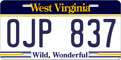 WV license plate OJP837