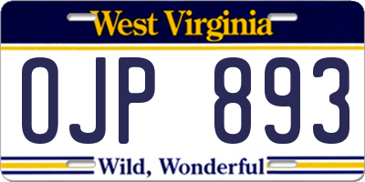 WV license plate OJP893