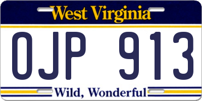 WV license plate OJP913