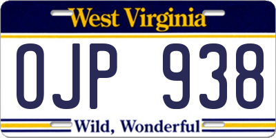 WV license plate OJP938
