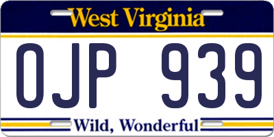 WV license plate OJP939