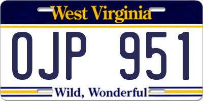 WV license plate OJP951