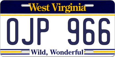 WV license plate OJP966