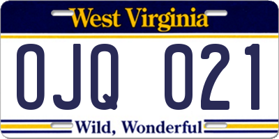 WV license plate OJQ021