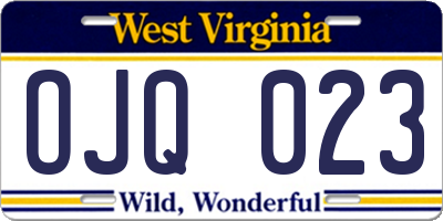 WV license plate OJQ023