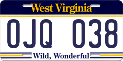 WV license plate OJQ038