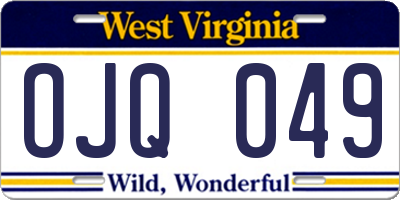 WV license plate OJQ049