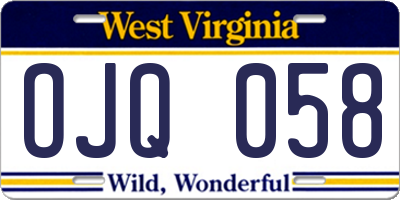 WV license plate OJQ058