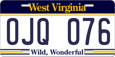WV license plate OJQ076