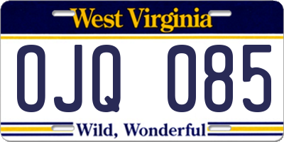 WV license plate OJQ085