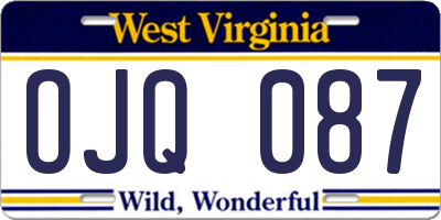 WV license plate OJQ087