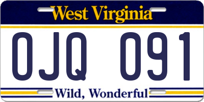WV license plate OJQ091