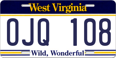 WV license plate OJQ108