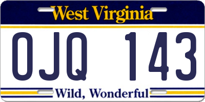 WV license plate OJQ143