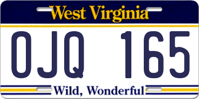 WV license plate OJQ165