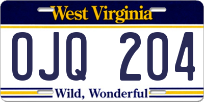WV license plate OJQ204