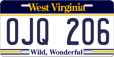 WV license plate OJQ206