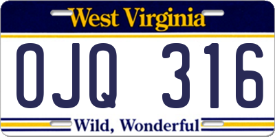 WV license plate OJQ316