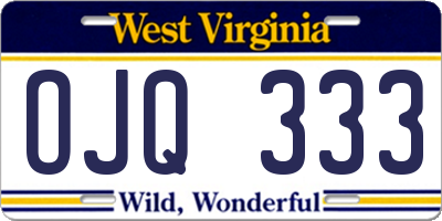 WV license plate OJQ333