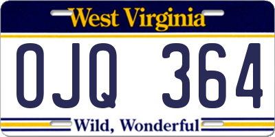 WV license plate OJQ364