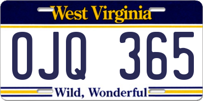 WV license plate OJQ365