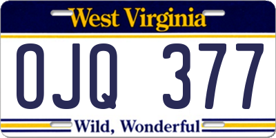 WV license plate OJQ377