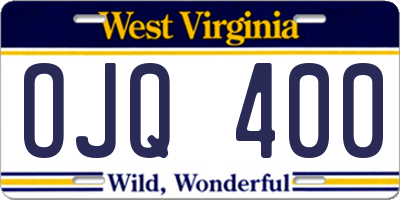 WV license plate OJQ400
