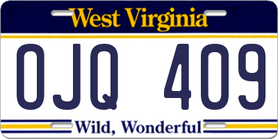 WV license plate OJQ409