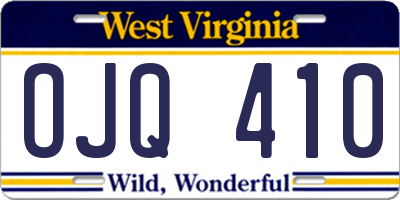 WV license plate OJQ410