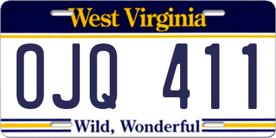 WV license plate OJQ411
