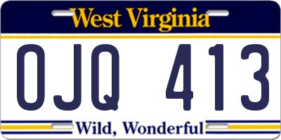 WV license plate OJQ413