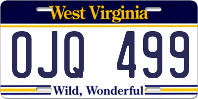 WV license plate OJQ499