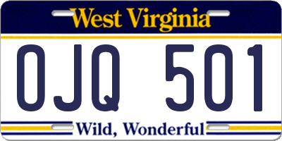 WV license plate OJQ501