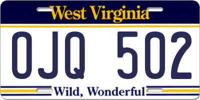 WV license plate OJQ502