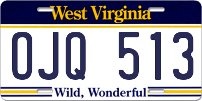 WV license plate OJQ513