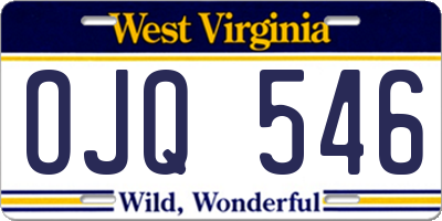 WV license plate OJQ546