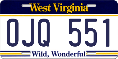 WV license plate OJQ551