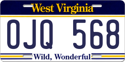 WV license plate OJQ568