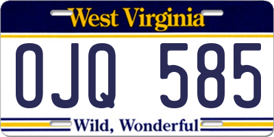 WV license plate OJQ585