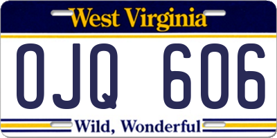 WV license plate OJQ606