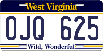 WV license plate OJQ625